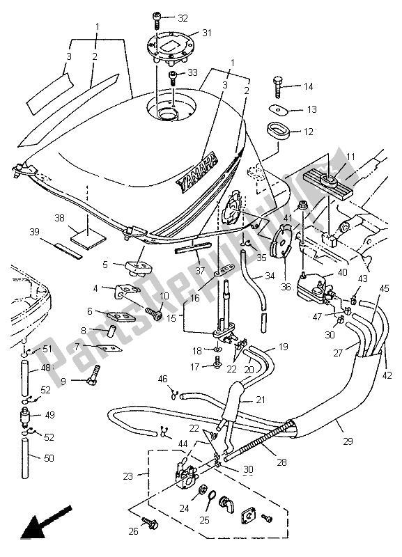 Alle onderdelen voor de Benzinetank van de Yamaha TDM 850 1995