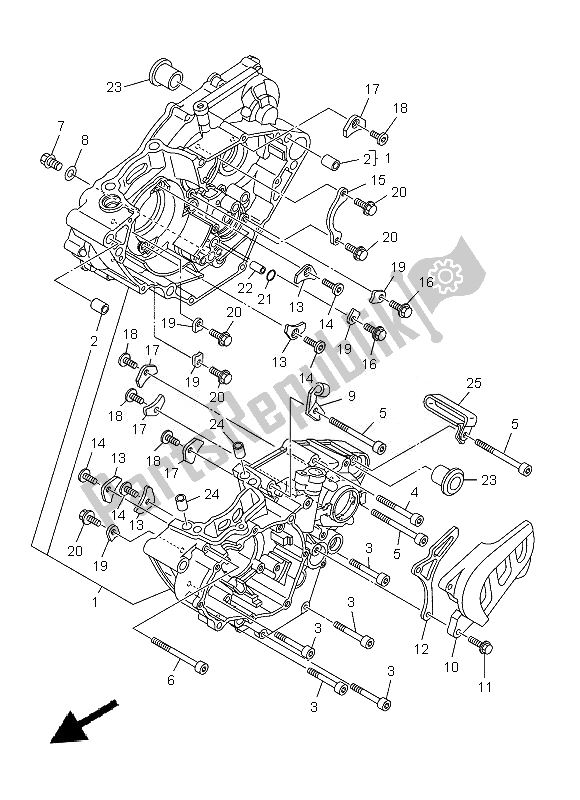 All parts for the Crankcase of the Yamaha WR 250F 2013