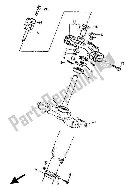 All parts for the Steering of the Yamaha XT 600K 1993