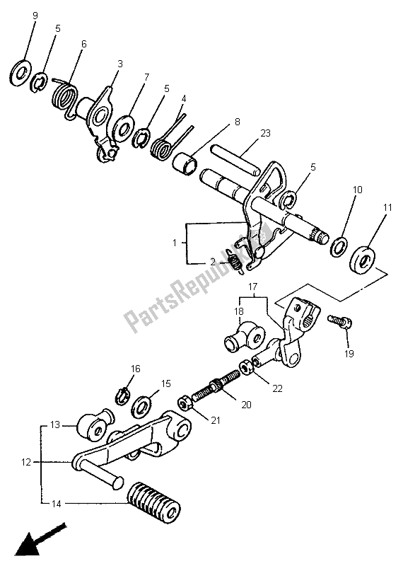 Tutte le parti per il Albero Del Cambio del Yamaha XV 750 Virago 1996