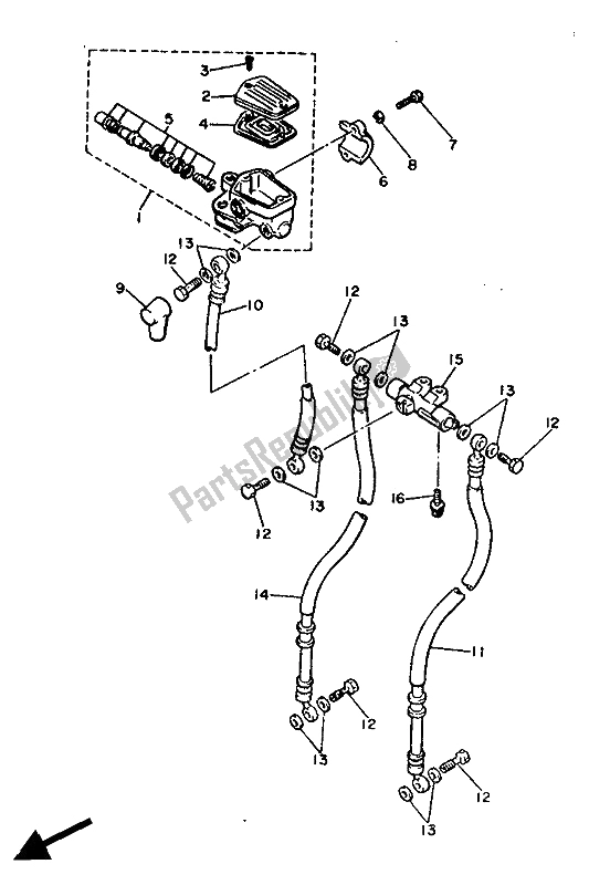 Wszystkie części do Przedni Cylinder G?ówny Yamaha XJ 900F 1991