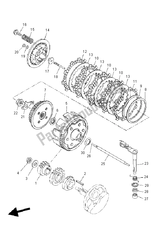 All parts for the Clutch of the Yamaha YZF R 125 2011