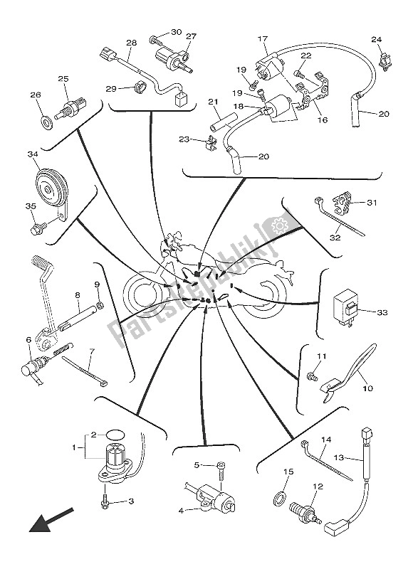 All parts for the Electrical 1 of the Yamaha XVS 950 CR 60 TH Anniversy 2016