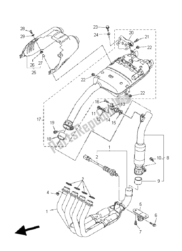 All parts for the Exhaust of the Yamaha FZ6 S Fazer 600 2007