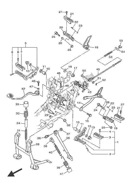 All parts for the Stand & Footrest of the Yamaha SR 400 2016