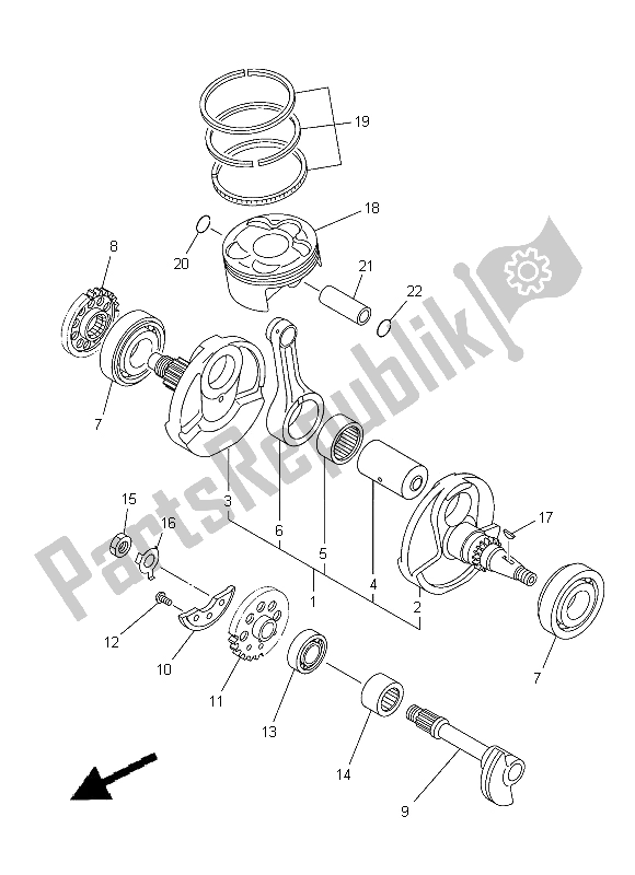 All parts for the Crankshaft & Piston of the Yamaha YFZ 450 2008