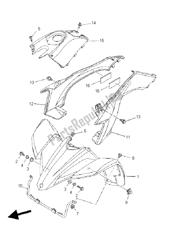 Tutte le parti per il Parafango Anteriore del Yamaha YFZ 450 SE 2008