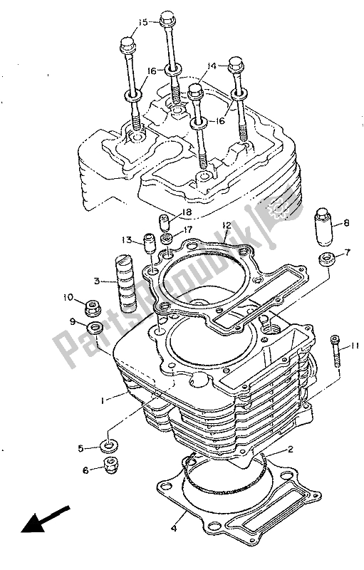 Tutte le parti per il Cilindro del Yamaha XT 600Z Tenere 1986