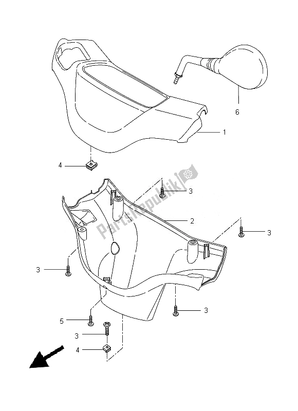 All parts for the Cowling 1 of the Yamaha CW 50L 2013