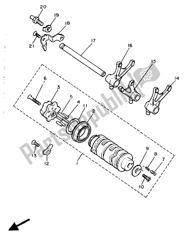 Toutes les pièces pour le Came Et Fourchette De Changement De Vitesse du Yamaha XJ 600 1991