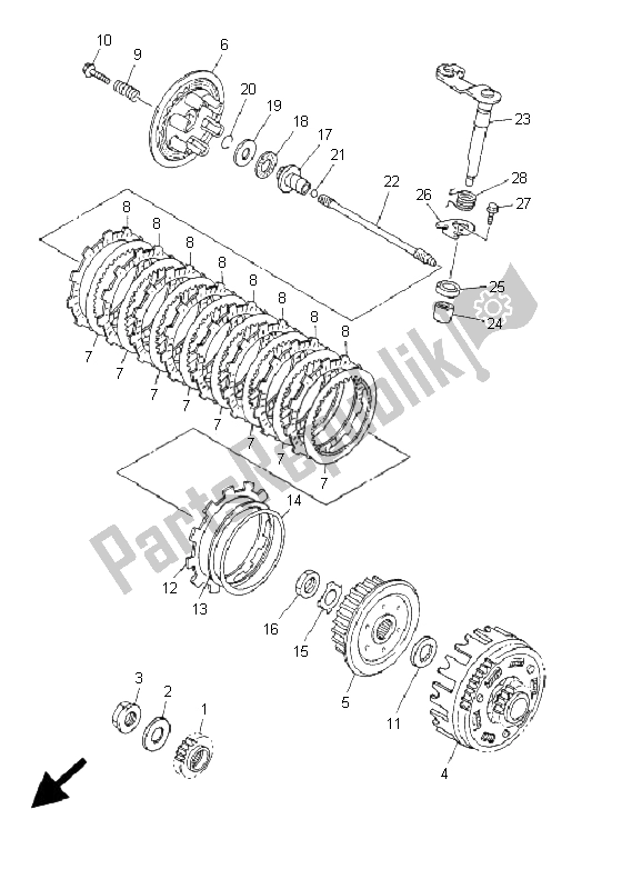 All parts for the Clutch of the Yamaha WR 426F 400F 2001