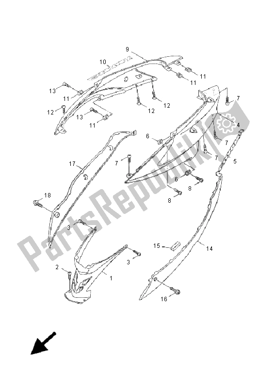 Todas las partes para Cubierta Lateral de Yamaha NXC 125 Cygnus X 2009