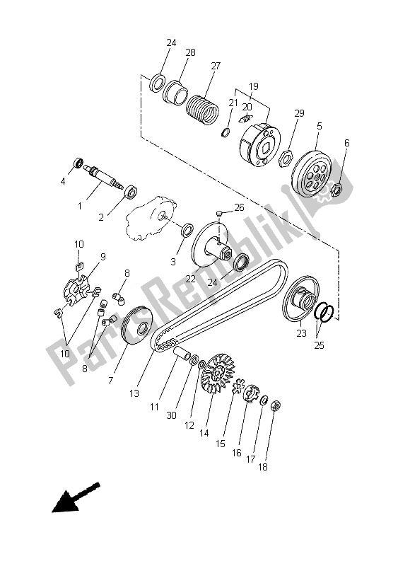 Alle onderdelen voor de Koppeling van de Yamaha CW 50E 2013