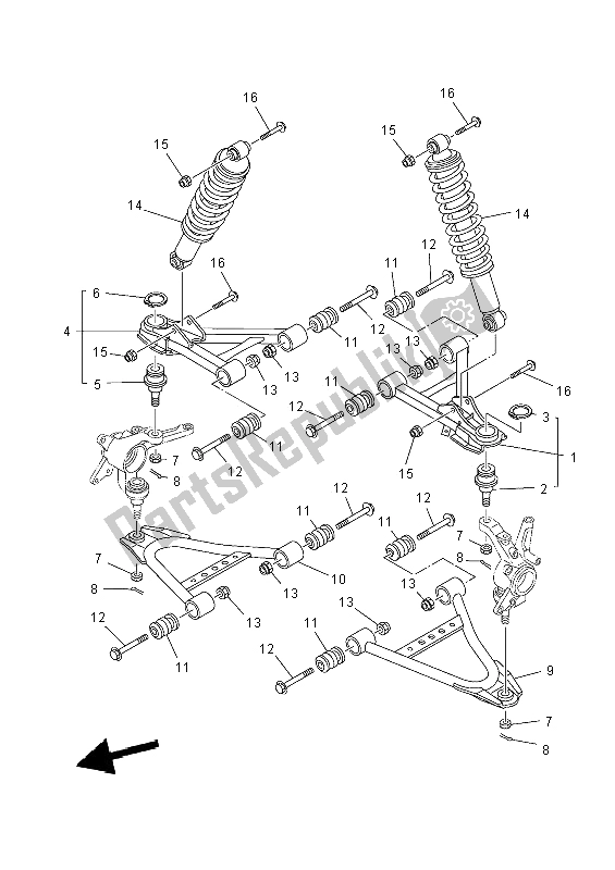 All parts for the Front Suspension of the Yamaha YFM 350 DE Grizzly 2014