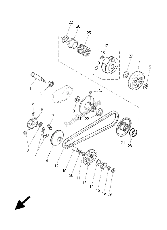 All parts for the Clutch of the Yamaha YQ 50L Aerox Replica 2005