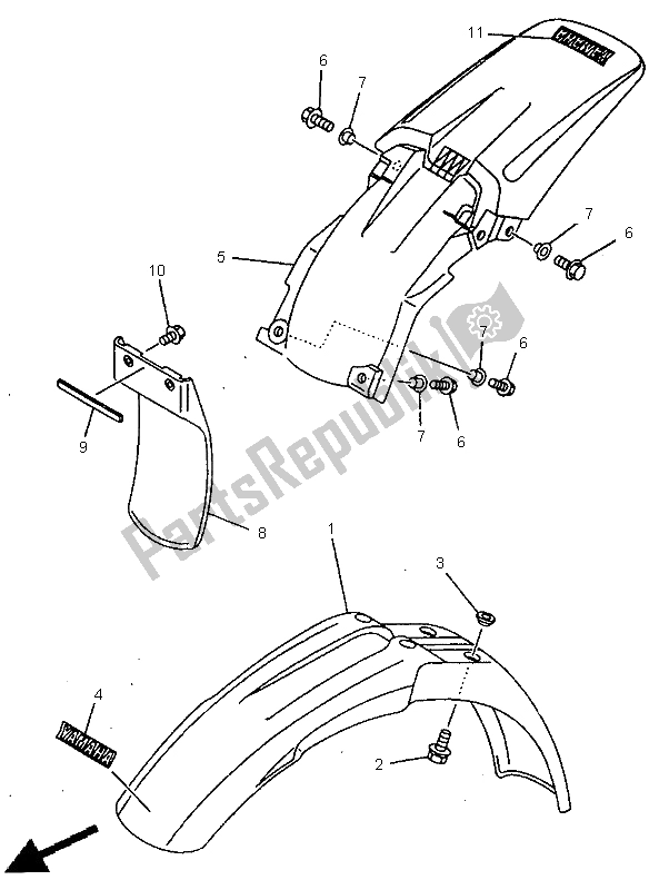 All parts for the Fender of the Yamaha YZ 80 LW 1999