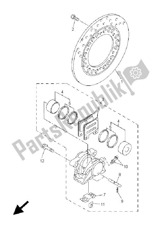 All parts for the Rear Brake Caliper of the Yamaha FZS 1000 S Fazer 2005