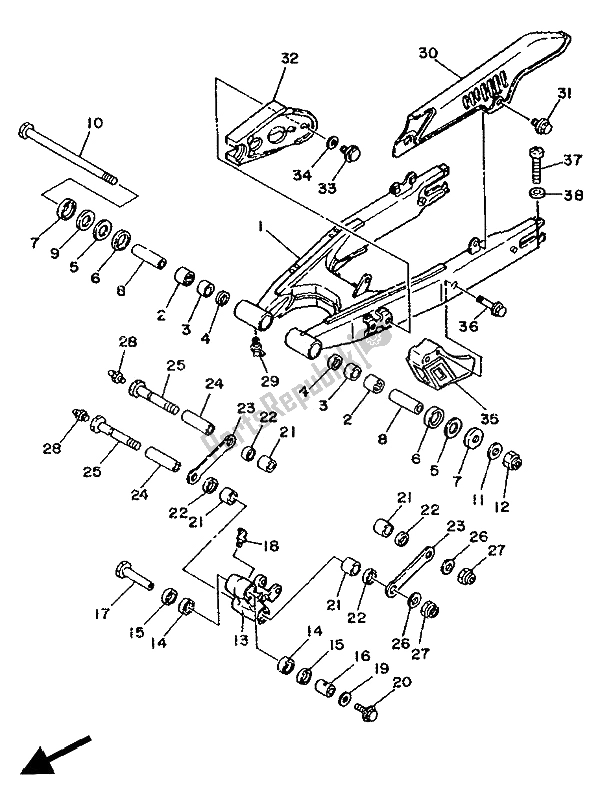 All parts for the Rear Arm of the Yamaha DT 125R 1994