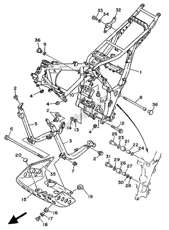 All parts for the Frame of the Yamaha XTZ 750 Supertenere 1992