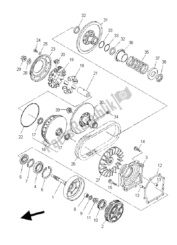 All parts for the Clutch of the Yamaha YFM 700F Grizzly EPS 2011