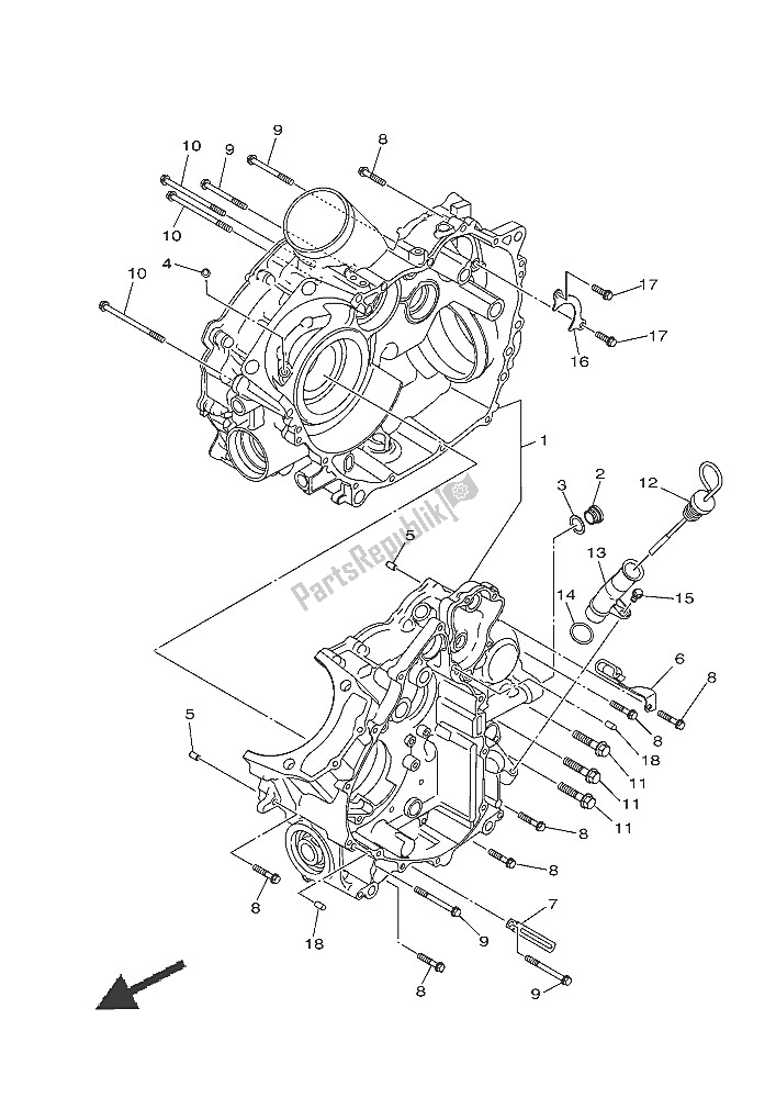 Todas las partes para Caja Del Cigüeñal de Yamaha YFM 700 FWA Grizzly 4X4 2016