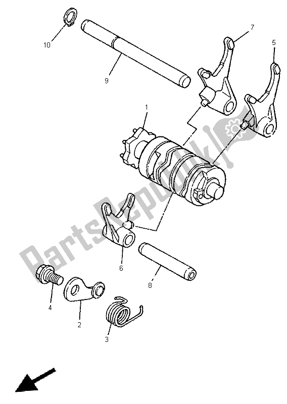 Wszystkie części do Krzywka Zmiany Biegów I Widelec Yamaha TDR 125 1996