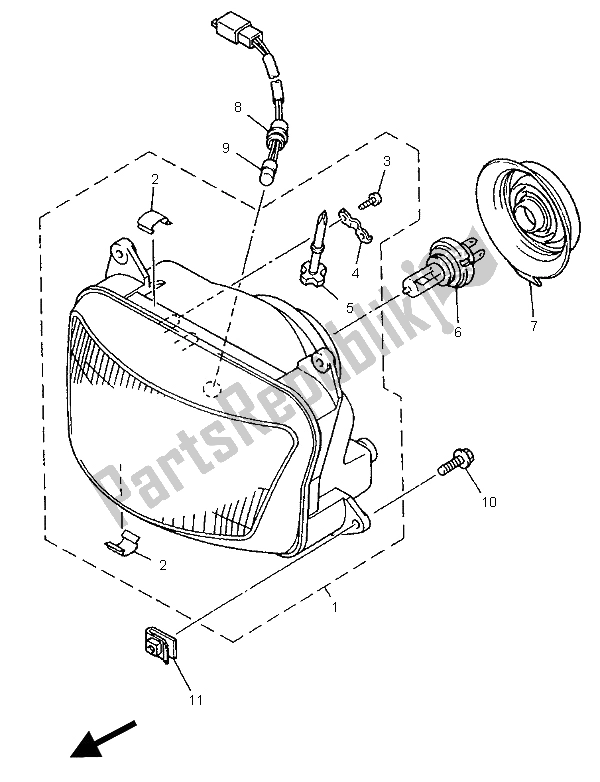 All parts for the Headlight of the Yamaha XJ 900S Diversion 1995
