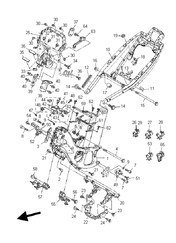 All parts for the Frame of the Yamaha XP 500 T MAX 2010