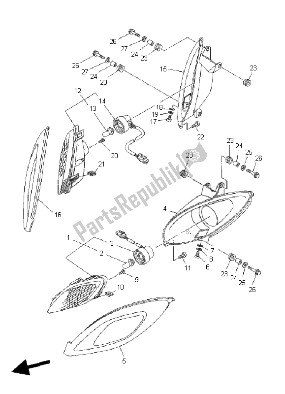 Toutes les pièces pour le Phare du Yamaha YFM 660R 2005