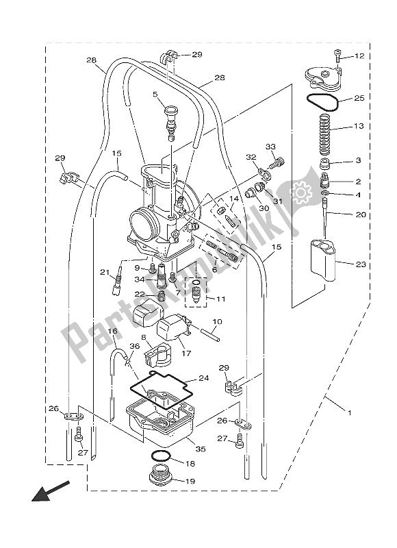 Tutte le parti per il Carburatore del Yamaha YZ 125 2016