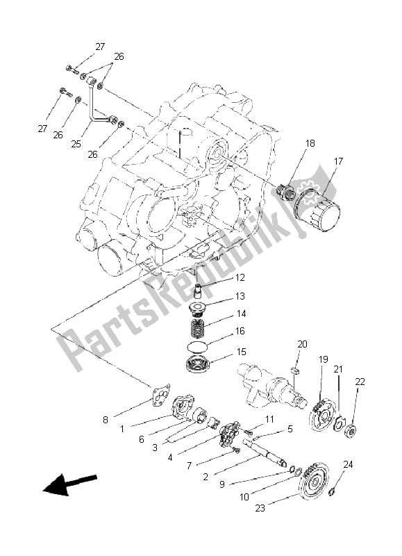 All parts for the Oil Pump of the Yamaha YFM 400F Kodiak 4X4 2003