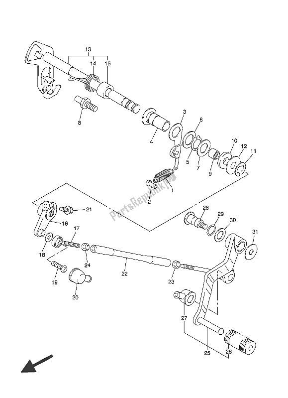 All parts for the Shift Shaft of the Yamaha FJR 1300A 2016