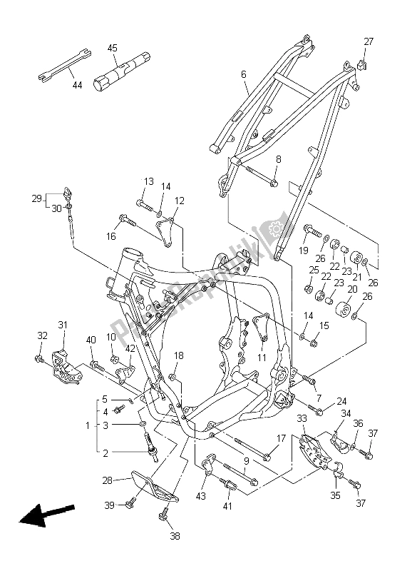 All parts for the Frame of the Yamaha WR 250F 2004