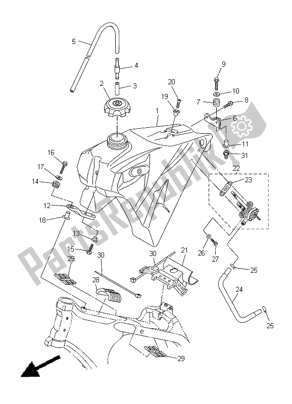 All parts for the Fuel Tank of the Yamaha WR 250F 2012