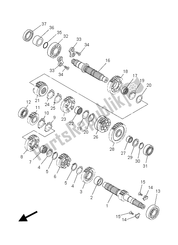 Tutte le parti per il Trasmissione del Yamaha XV 1900A 2012