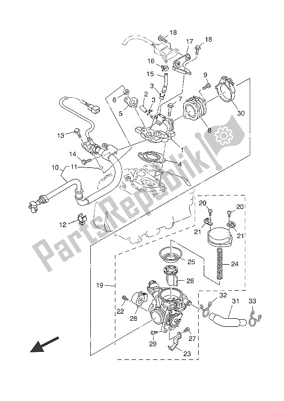 All parts for the Intake of the Yamaha YP 400 RA 2016