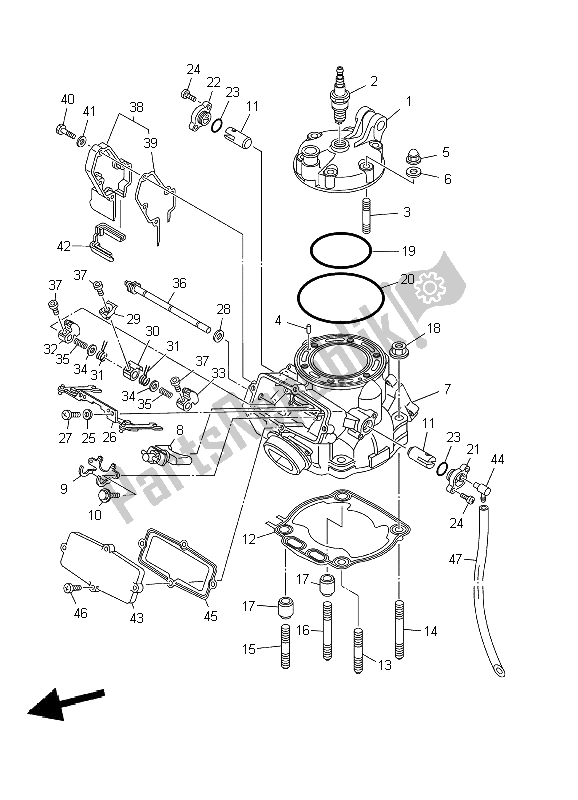 Todas as partes de Cabeça De Cilindro do Yamaha YZ 250 2002