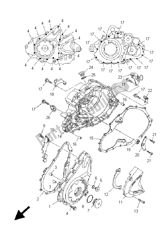 Tutte le parti per il Coperchio Del Carter 1 del Yamaha YFM 700R 2009