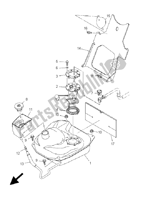 All parts for the Fuel Tank of the Yamaha YP 400 Majesty 2005