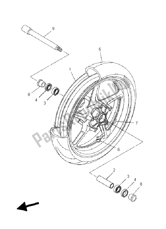 Tutte le parti per il Ruota Anteriore del Yamaha FZ1 N Fazer 1000 2007