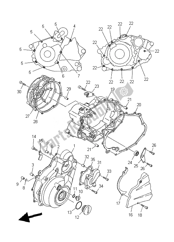 Tutte le parti per il Coperchio Del Carter 1 del Yamaha XT 660X 2010