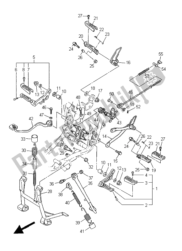 All parts for the Stand & Footrest of the Yamaha SR 400 2014