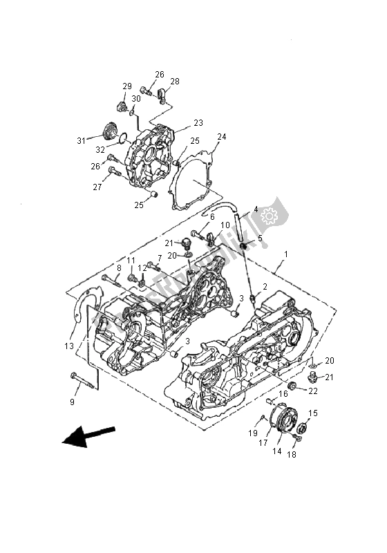 All parts for the Crankcase of the Yamaha YFM 125 Breeze 2001