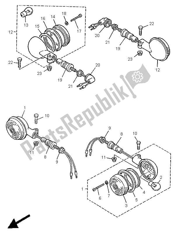 All parts for the Flasher Light of the Yamaha XV 250 Virago 1996