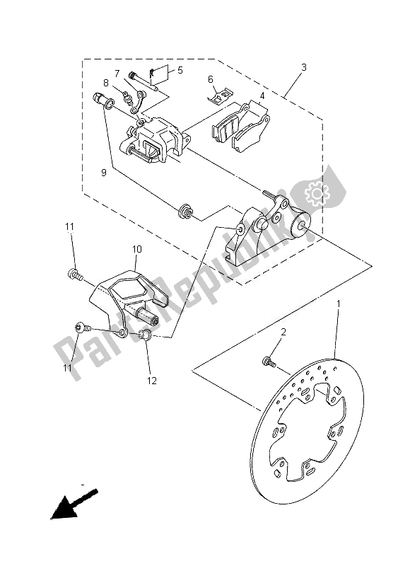 Tutte le parti per il Pinza Freno Posteriore del Yamaha XT 660R 2014