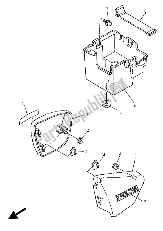 All parts for the Side Cover of the Yamaha XV 125 S 1999