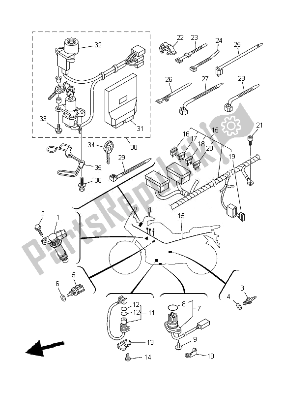 Toutes les pièces pour le électrique 1 du Yamaha XT 1200Z 2010