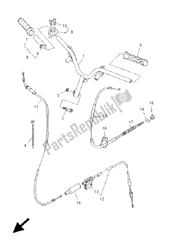 All parts for the Steering Handle & Cable of the Yamaha YN 50R Neos 2009