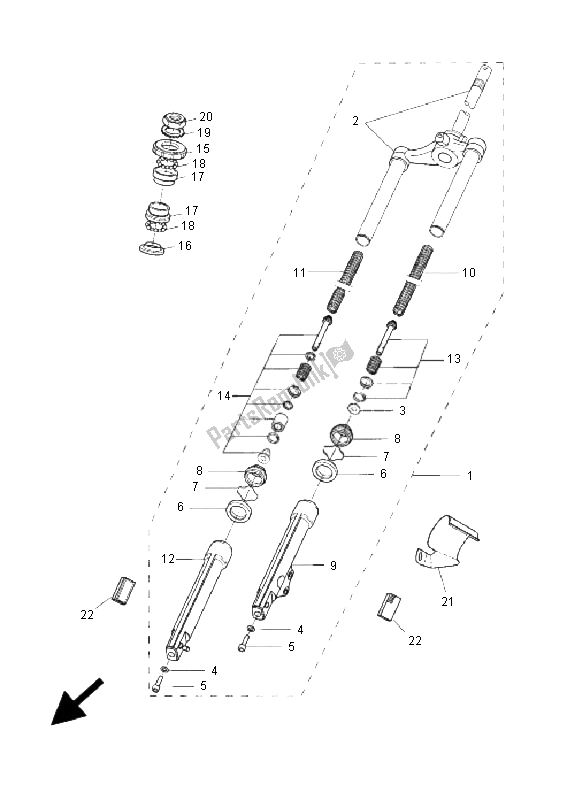 All parts for the Front Fork of the Yamaha YH 50 WHY 2005