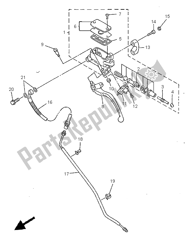 All parts for the Front Master Cylinder 2 of the Yamaha XVZ 1300A Royalstar 1999